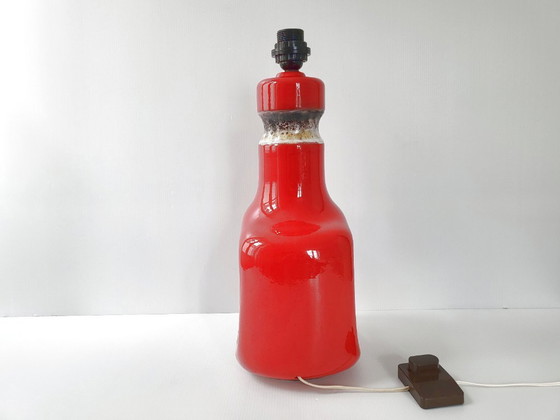 Image 1 of Vintage 1960s Red Ceramic & Lava Table or Floor Lamp