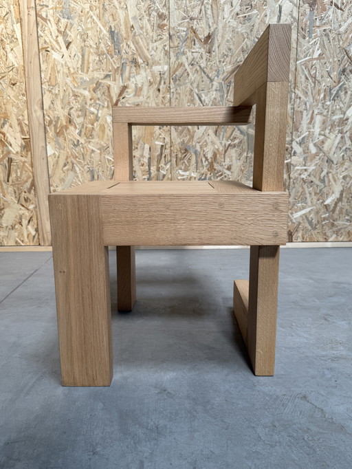 In style of Rietveld Steltman wooden chair