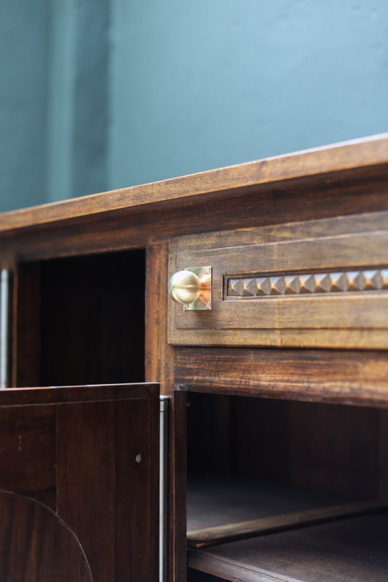 Image 1 of Charles Dudouyt Oak Credenza - 1950s French Mid-Century Modern Furniture