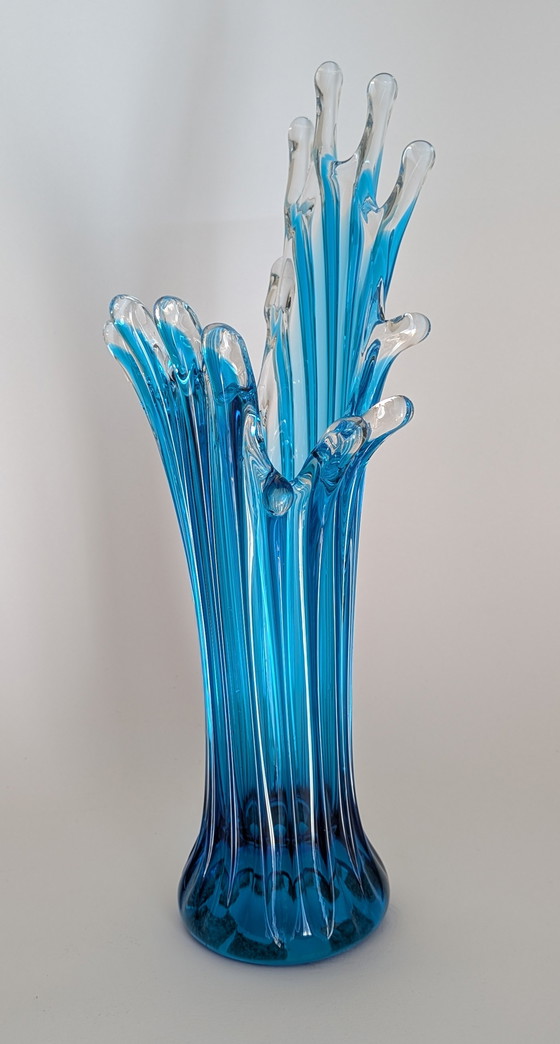 Image 1 of Sculptural Murano Glass Vase in Blue – 45 cm Italian Design