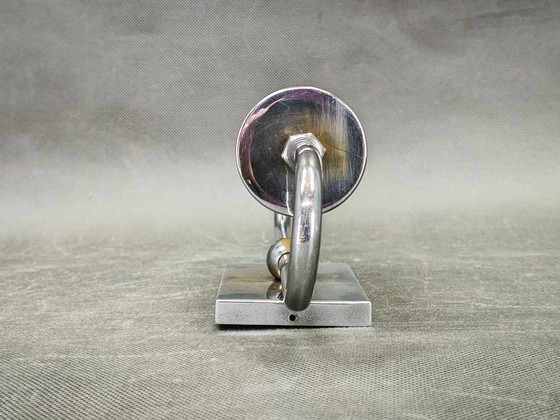 Image 1 of Czech Art Deco Chrome and Champagne Glass Wall Light, 1930s