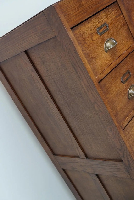 Image 1 of Botiquín/archivador antiguo holandés de roble, años 30