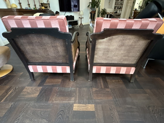 2 fauteuils Pander vintage restaurés – Rattan, Velvet (photo 3 of 8)