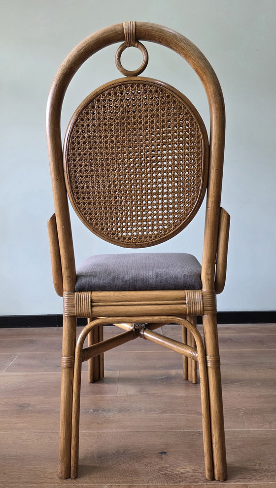 Image 1 of Vintage rotan stoelen met cane rug | set van 4