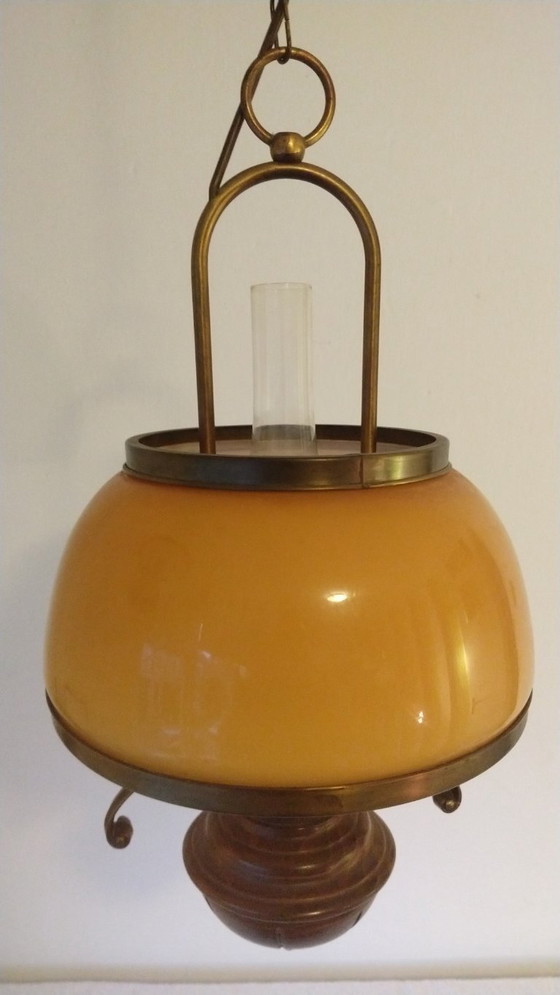 Image 1 of Seta Lámpara Colgante Vidrio Ámbar 1970s