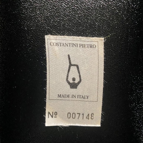 Image 1 of 6 x Schwarze Leder-Esszimmerstühle von Pietro Costantini, italienisches Design, 1980