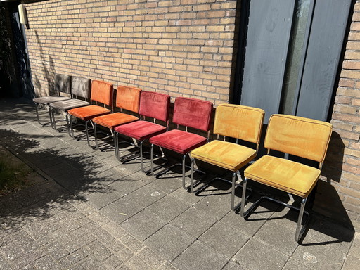 8 Pure Ribbon Fabric Chairs with Chrome Tube Frame