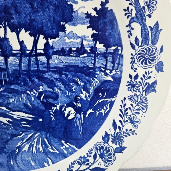 Image 1 of Grande piatto decorativo da parete in porcellana di Delft. Piatto da parete in porcellana di Delft Boch