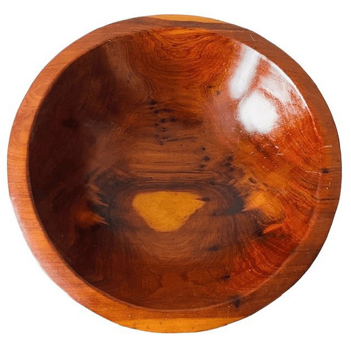 Bol de madera de cerezo de primera calidad, torneado a mano, década de 1970.