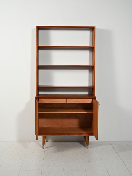Image 1 of Scandinavische teakhouten boekenkast met kastje, jaren 1950-1960