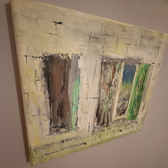 Rustikale Fassade mit Lebendigem Moos Original Ölgemälde ~ Storme K. – Kunst, Wood, Canvas (photo 5 of 6)