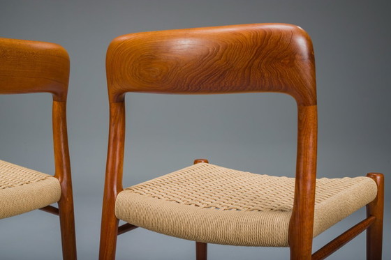 Image 1 of Dänische Teak Mod. 77 Esszimmerstühle mit Papierkordel von Niels O. Møller für J.L. Møllers, 1959, 5 Exemplare