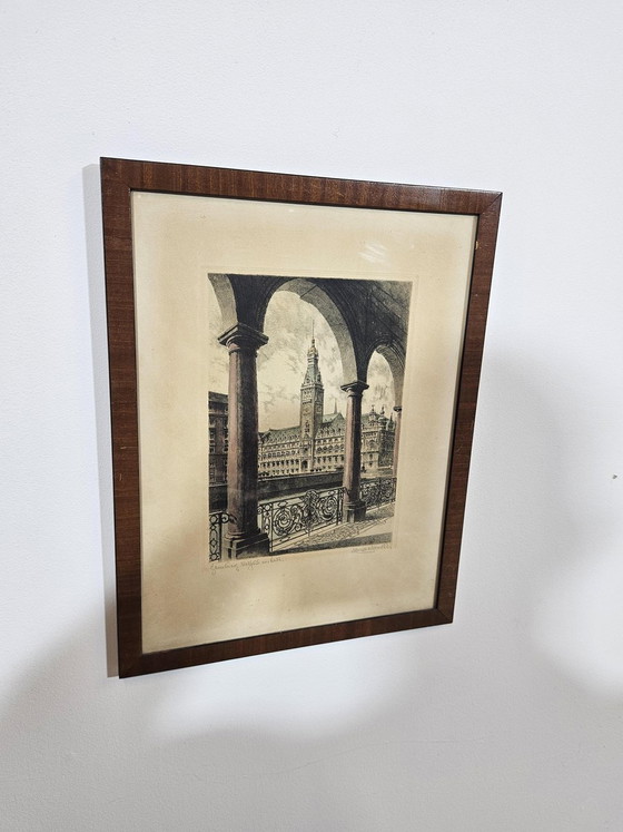 Albrecht Bruck, Stadhuis in Hamburg, Ets – Giclée Prints, Wood, Realisme (photo 4 of 14)