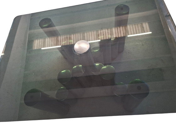 Image 1 of Marco Zanuso Coffee Table - 1970s Design - Chrome and Smoked Glass