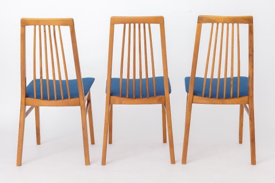 Set of 6 German Dining Chairs, 1960s | Solid Beech Mid-Century Chairs | Newly Upholstered – Textile (photo 6 of 10)