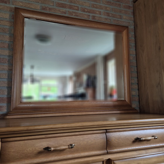 Image 1 of Pine sideboard with freestanding mirror with original hinges and locks