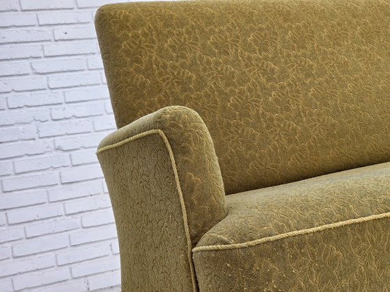 Image 1 of 1950s, Danish 2-seater sofa, green furniture wool fabric.