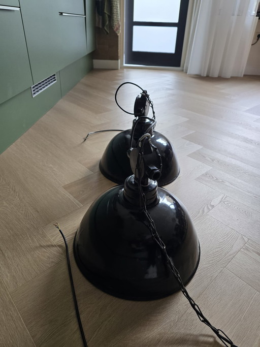 2 lámparas industriales de fábrica de la RDA