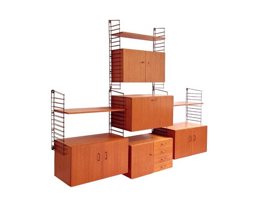 Image 1 of Vintage teakhouten wandsysteem Musterring – modulair design