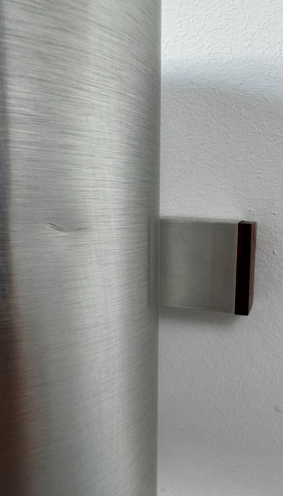 Image 1 of Applique vintage double métal brossé et palissandre, France, 1970