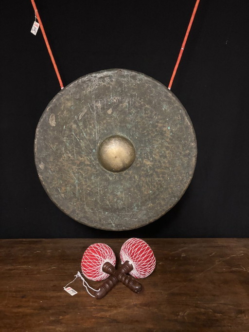 Antique bronze gong, hand-forged