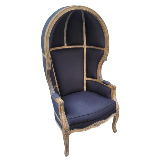 Silla de carruaje o de capota, estilo Luis XV, madera lavada, tapizado de hilo, s. XXI – Francia