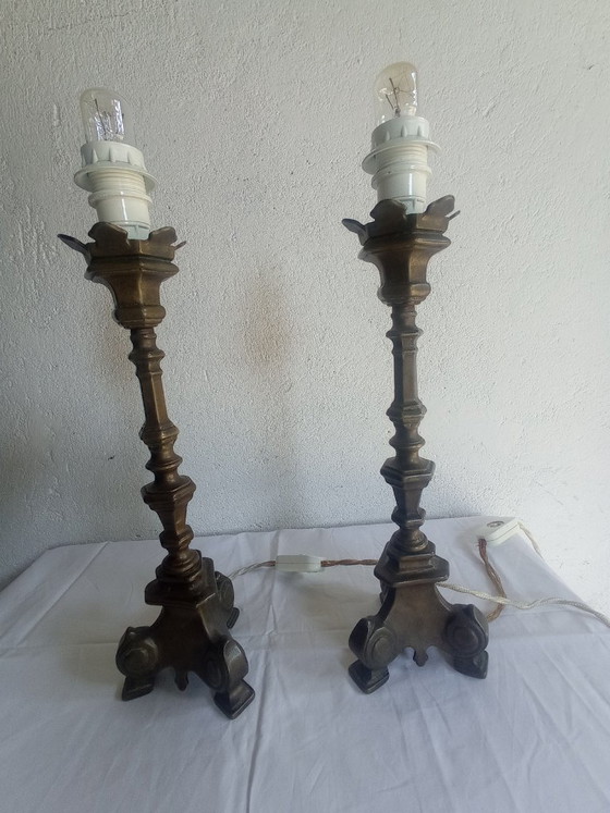 Lamps - Bronze - Transformed Candelabras – Table lamps, Textile (photo 9 of 38)