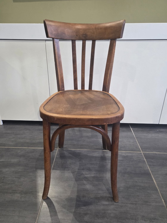 Set van 6 vintage Fischel bistrostolen uit de jaren 70. – Eetkamerstoelen, Wood (photo 7 of 10)