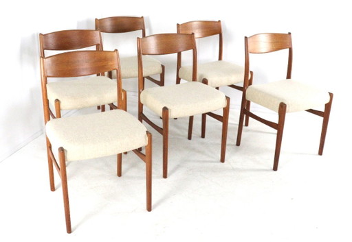 Set aus 6 Arne Wahl Iversen für Glygnore Esszimmerstühlen, Vintage, neu gepolstert – eetkamerstoelen, Wood