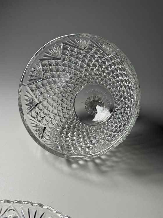 Image 1 of Campana para queso/mantequilla de vidrio prensado estilo Art Déco – Verreries de Scailmont, Bélgica, década de 1930