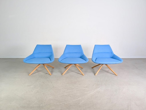 Set of 3 Inclass armchairs Pillet Dunas XL blue office lounge chair