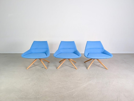 Image 1 of Set of 3 Inclass armchairs Pillet Dunas XL blue office lounge chair