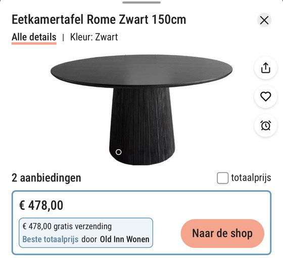 Image 1 of Table de salle à manger Rome noire et 5 chaises