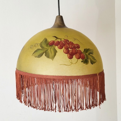 SET DI 10 PARALUMI VINTAGE ANNI '60 IN PASTA DI VETRO CON DECORAZIONE A FORMA DI UVA, BRASSERIE PARIS