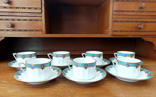 7x tasses à café Limoges Chabrol & Poirier 1925 art déco