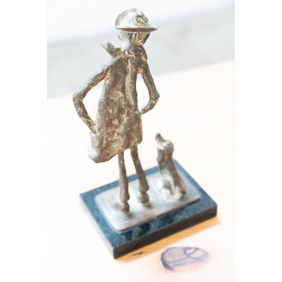 Image 1 of Statue en bronze vintage avec chien par Sella Casia, 1970
