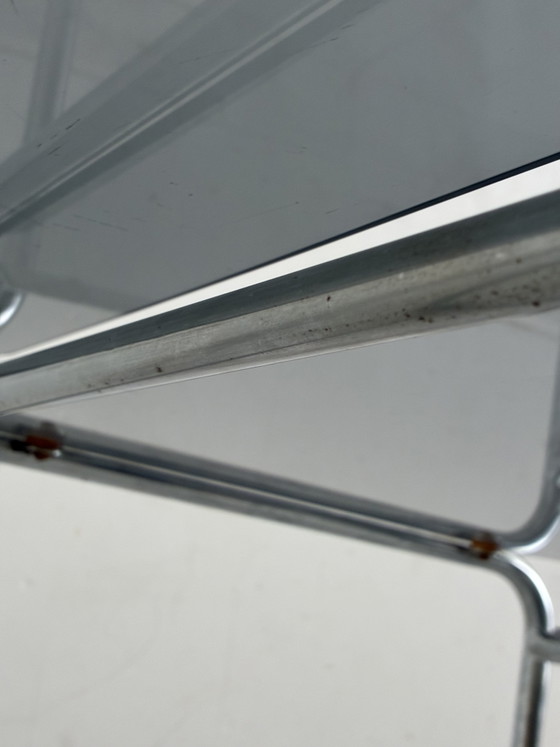 Tables d'appoint gigognes vintage cadre tubulaire verre fumé – Chrome, Glass (photo 12 of 15)