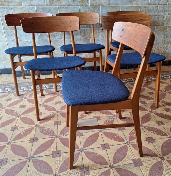 Image 1 of Mid Century Set of 6 Teak Dining Chairs by Farstrup, Denmark 1960s