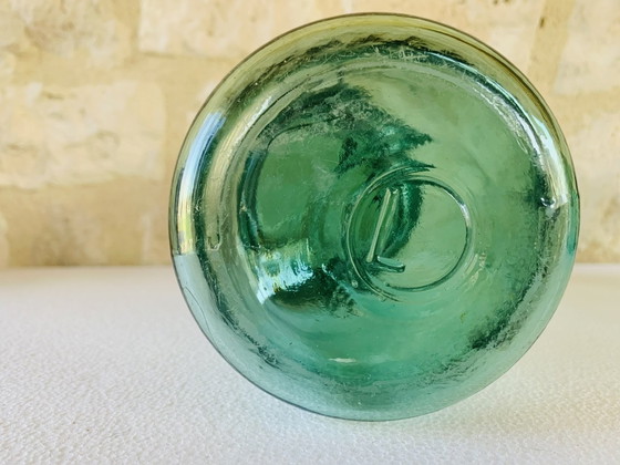 Image 1 of Vintage Franse potten in smaragdgroen glas van L'Ideale, jaren 1940, set van 2