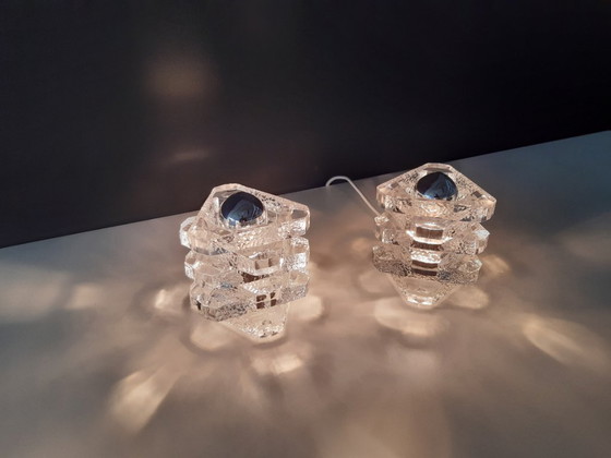 Image 1 of 1 van 2 glazen Peill en Putzler tafellampjes, mcm glazen design tafellampje; 2 stuks beschikbaar