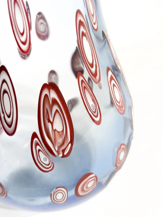 Blue Murano Glass Vase with Red Murrine, 1975 (photo 10 of 14)