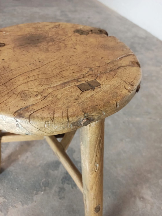 Sgabello in legno Wabi Sabi vintage, Sgabelli, Marrone (foto 11 di 11)