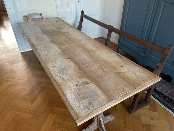 Image 1 of Eettafel Leeftafel Schragentafel Frans 245 cm.