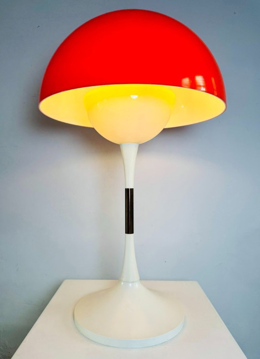 Lampe de table champignon rouge et blanche, style milieu du siècle, Europe, années 1970