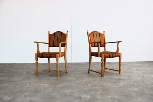 2x brutalist oak chairs