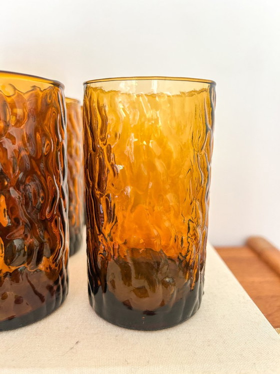 6x Vintage Water Glasses + Decanter Brown 70s Smoked Glass – Glass & Decanter (photo 5 of 8)