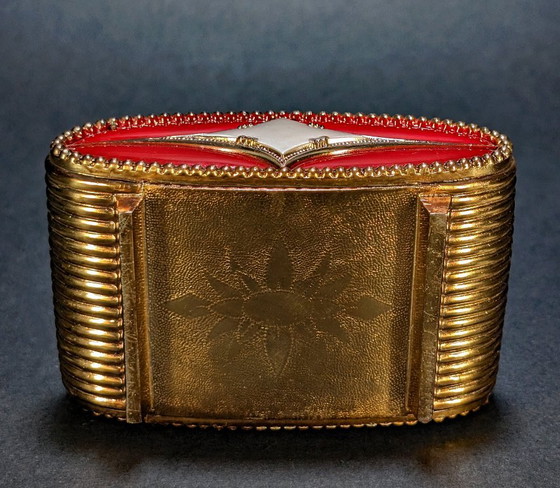 Art Deco Gilt Spelter Jewelry Box - 1950 – Decorative Objects, Metal, Velvet (photo 8 of 8)