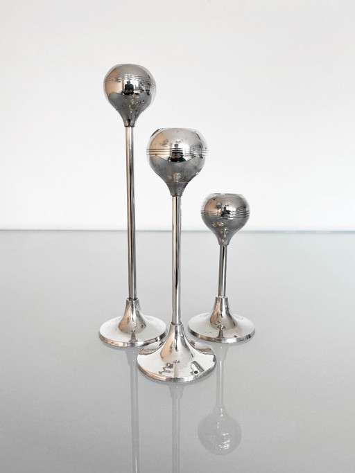 Ensemble vintage de trois chandeliers style Space Age années 70