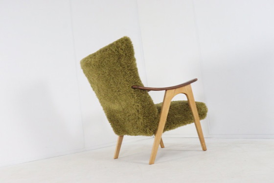 Image 1 of Two tone doodle fauteuil 'Wing' vintage gestoffeerd 