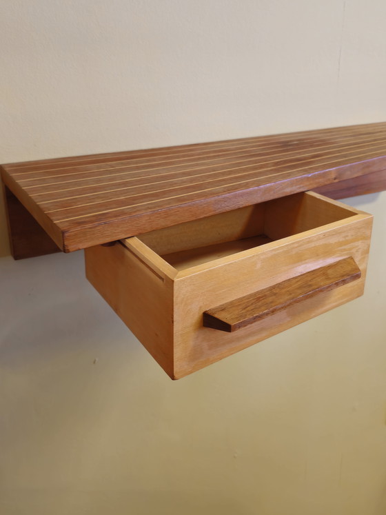 Image 1 of Mobiletto da parete vintage di metà secolo, mobiletto da corridoio, mensola a muro, portachiavi sospeso